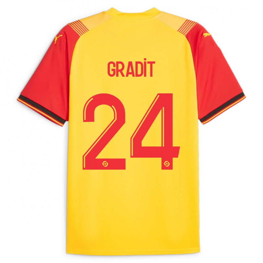 Gyermek Jonathan Gradit #24 Sárga Hazai Jersey 2023/24 Mez Póló Ing