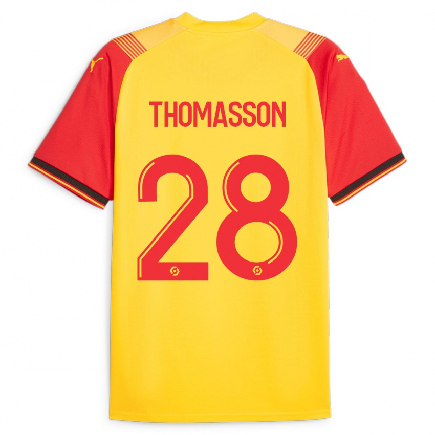 Gyermek Adrien Thomasson #28 Sárga Hazai Jersey 2023/24 Mez Póló Ing