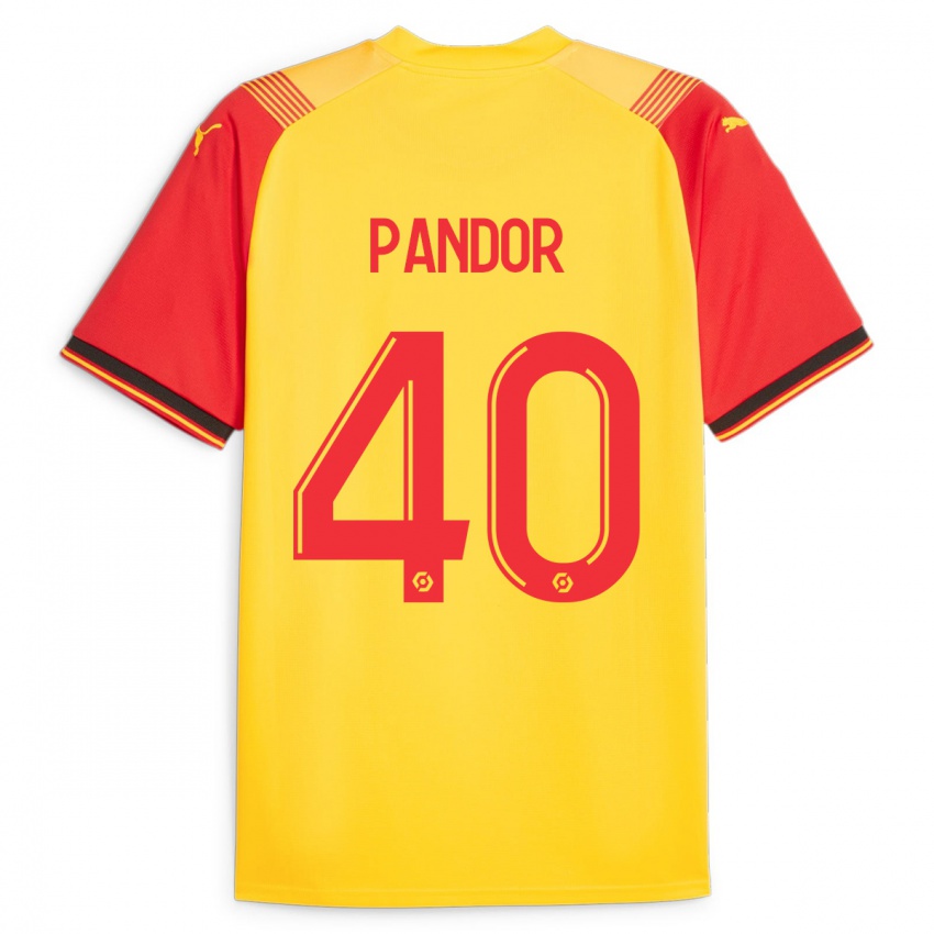 Gyermek Yannick Pandor #40 Sárga Hazai Jersey 2023/24 Mez Póló Ing