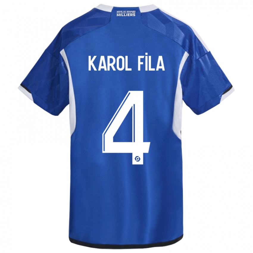 Gyermek Karol Fila #4 Kék Hazai Jersey 2023/24 Mez Póló Ing