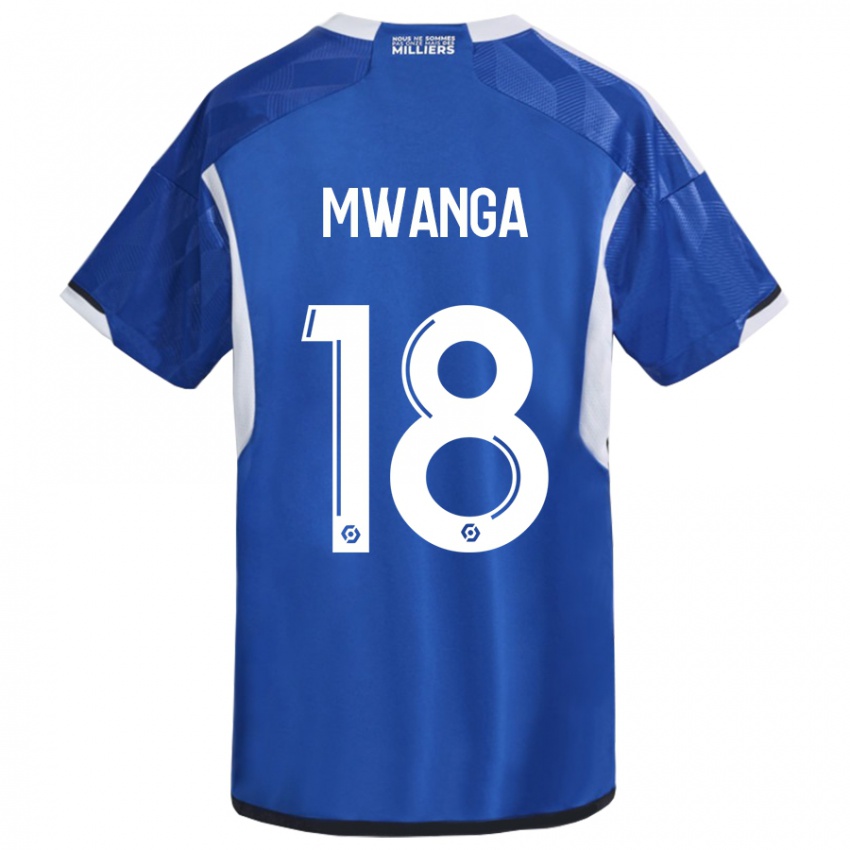 Gyermek Junior Mwanga #18 Kék Hazai Jersey 2023/24 Mez Póló Ing