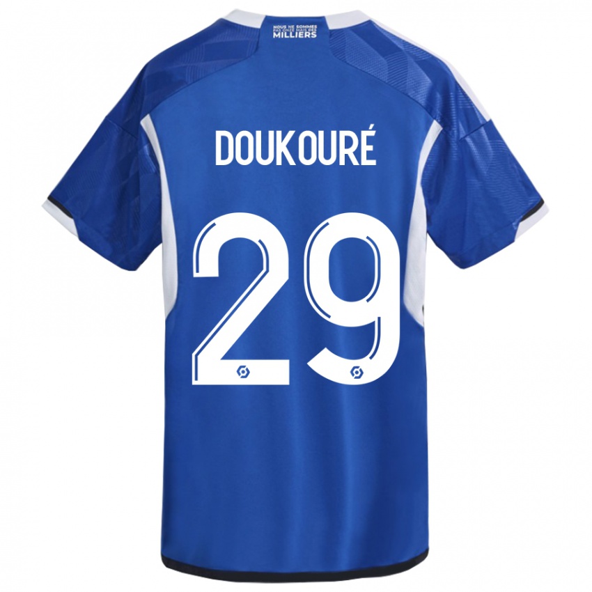 Gyermek Ismaël Doukouré #29 Kék Hazai Jersey 2023/24 Mez Póló Ing