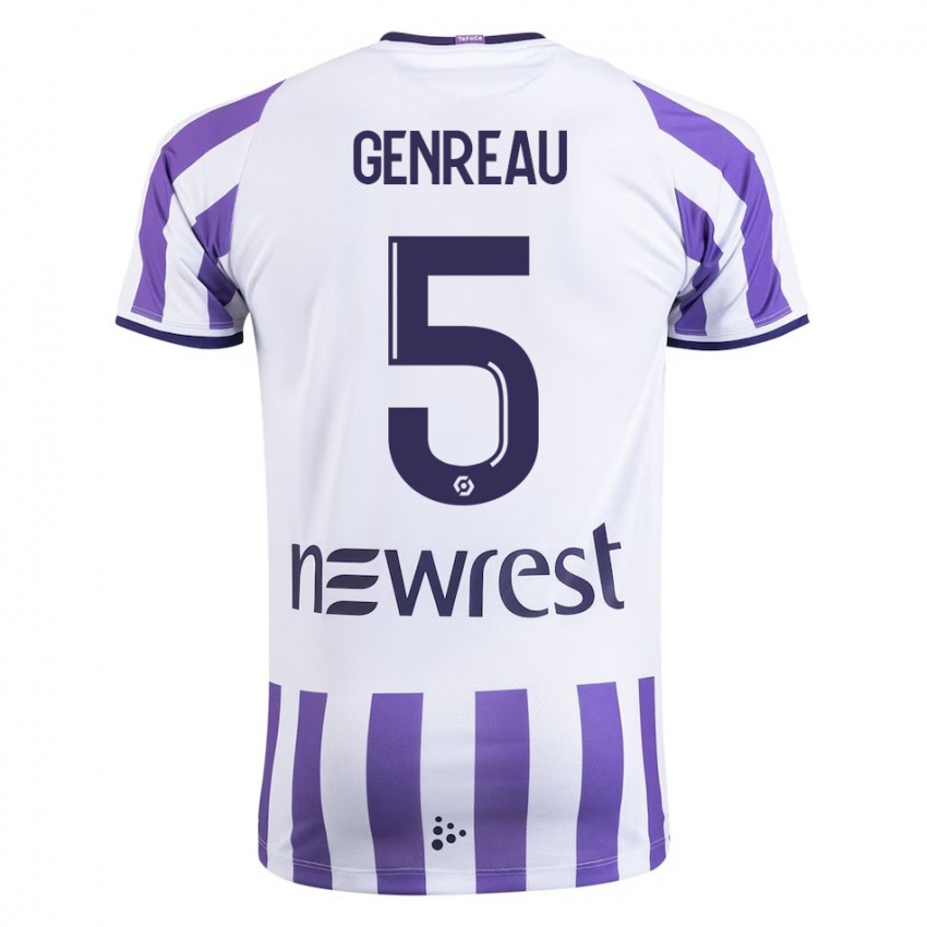 Gyermek Denis Genreau #5 Fehér Hazai Jersey 2023/24 Mez Póló Ing