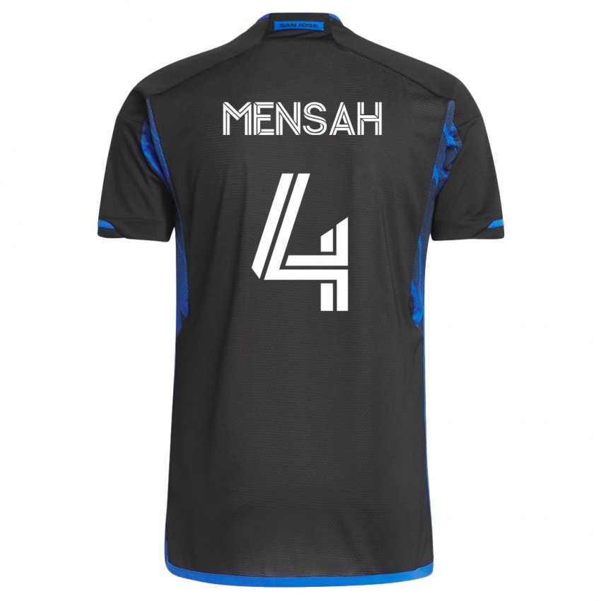 Gyermek Jonathan Mensah #4 Kék Fekete Hazai Jersey 2023/24 Mez Póló Ing