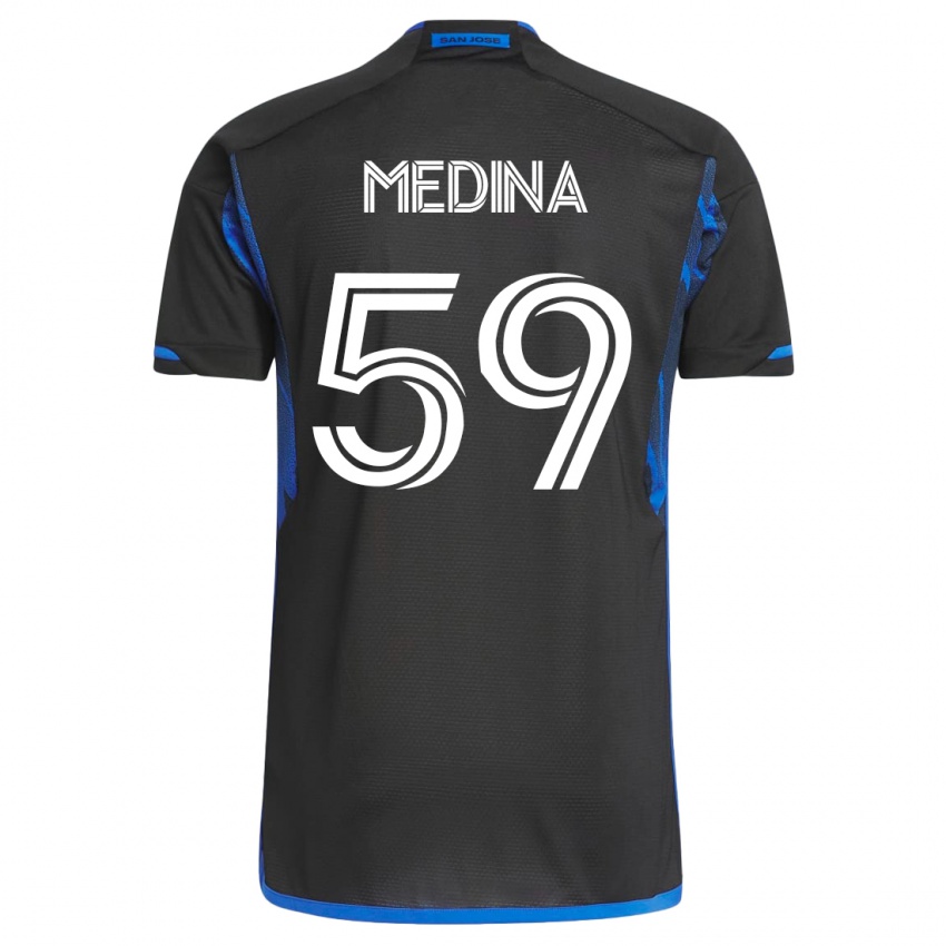 Gyermek Cruz Medina #59 Kék Fekete Hazai Jersey 2023/24 Mez Póló Ing