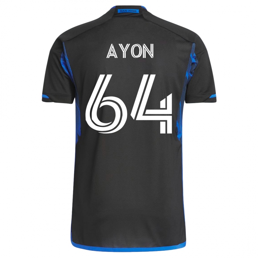 Gyermek Jerry Ayon #64 Kék Fekete Hazai Jersey 2023/24 Mez Póló Ing