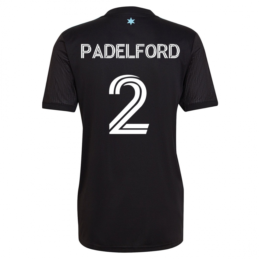 Gyermek Devin Padelford #2 Fekete Hazai Jersey 2023/24 Mez Póló Ing