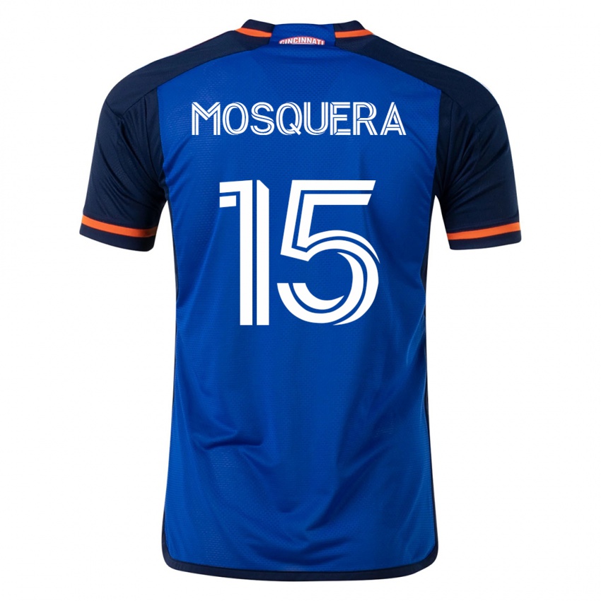 Gyermek Yerson Mosquera #15 Kék Hazai Jersey 2023/24 Mez Póló Ing