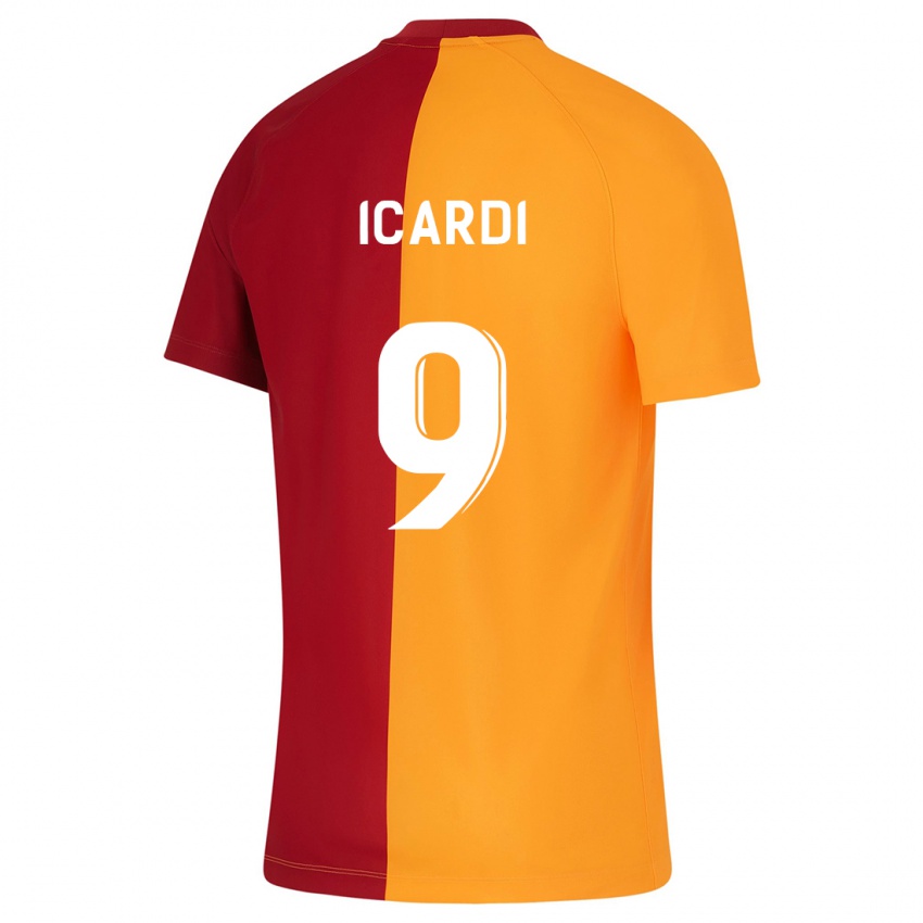 Gyermek Mauro Icardi #9 Narancs Hazai Jersey 2023/24 Mez Póló Ing