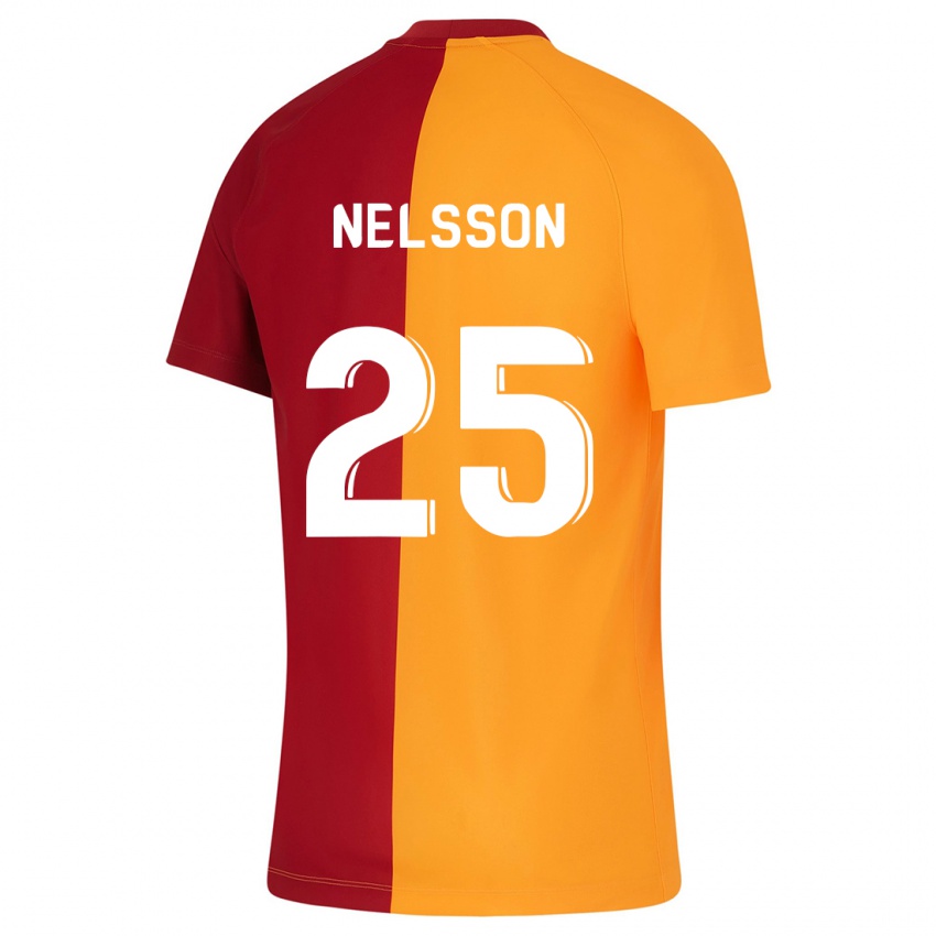 Gyermek Victor Nelsson #25 Narancs Hazai Jersey 2023/24 Mez Póló Ing