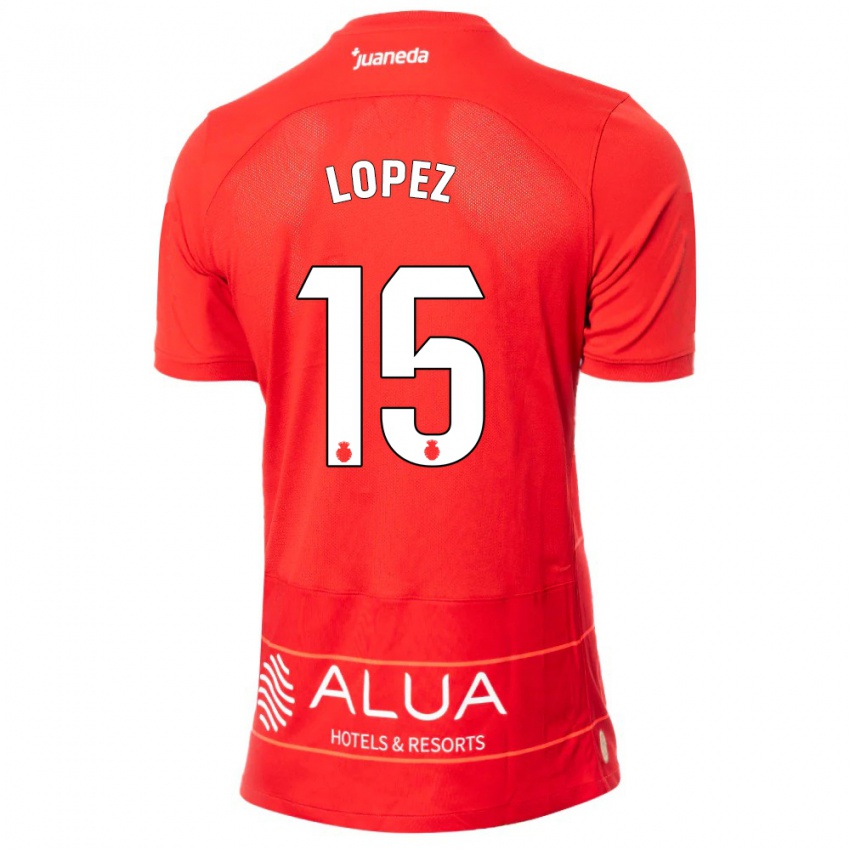 Gyermek Marc López #15 Piros Hazai Jersey 2023/24 Mez Póló Ing