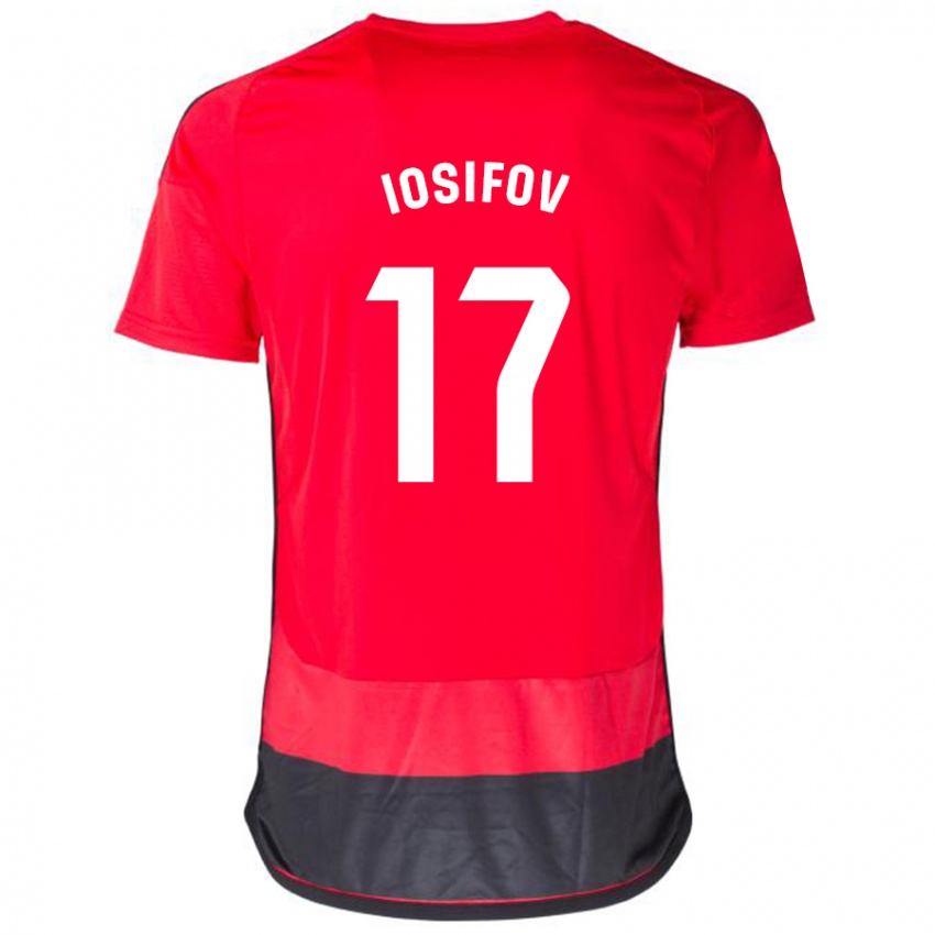 Gyermek Nikita Iosifov #17 Piros Fekete Hazai Jersey 2023/24 Mez Póló Ing