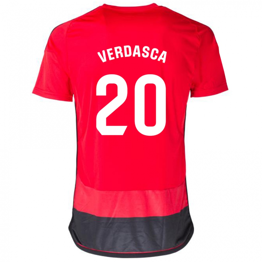 Gyermek Diogo Verdasca #20 Piros Fekete Hazai Jersey 2023/24 Mez Póló Ing