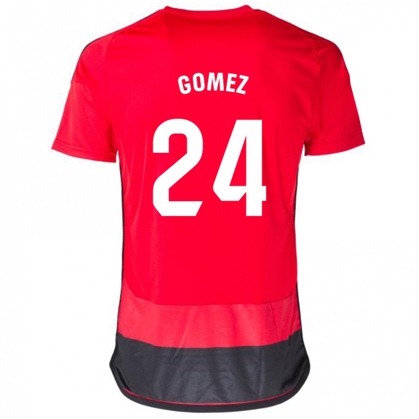 Gyermek Jonathan Gómez #24 Piros Fekete Hazai Jersey 2023/24 Mez Póló Ing