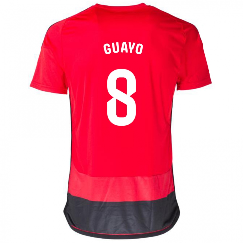 Gyermek Guayo #8 Piros Fekete Hazai Jersey 2023/24 Mez Póló Ing