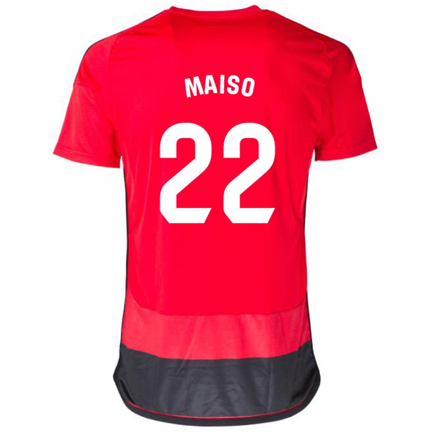 Gyermek Álvaro Maiso #22 Piros Fekete Hazai Jersey 2023/24 Mez Póló Ing