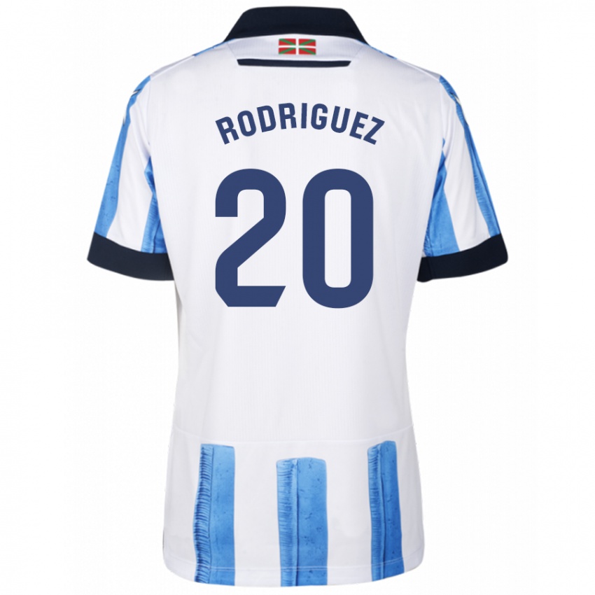 Gyermek Mikel Rodriguez #20 Kék Fehér Hazai Jersey 2023/24 Mez Póló Ing
