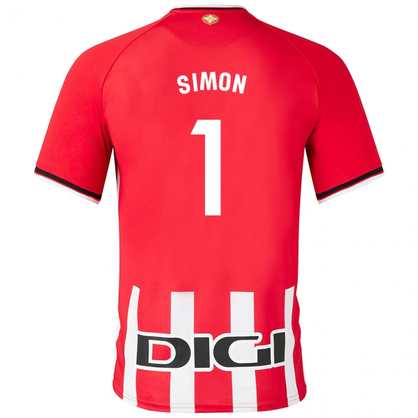 Gyermek Unai Simón #1 Piros Hazai Jersey 2023/24 Mez Póló Ing