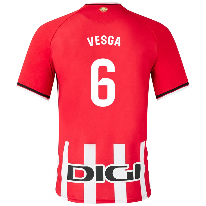 Gyermek Mikel Vesga #6 Piros Hazai Jersey 2023/24 Mez Póló Ing