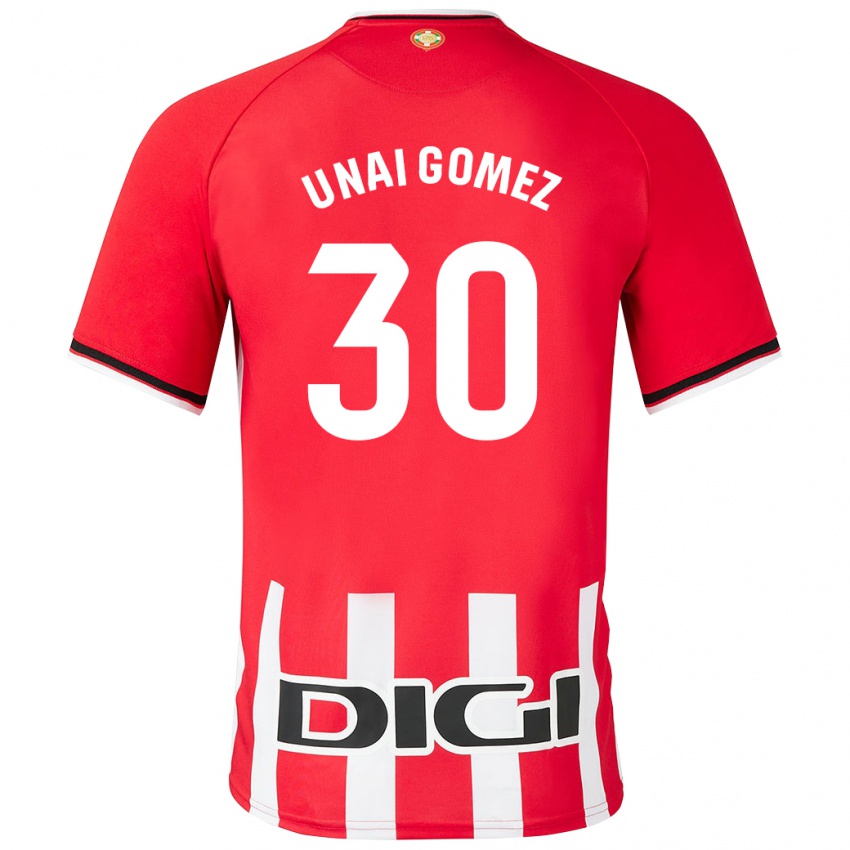 Gyermek Unai Gómez #30 Piros Hazai Jersey 2023/24 Mez Póló Ing