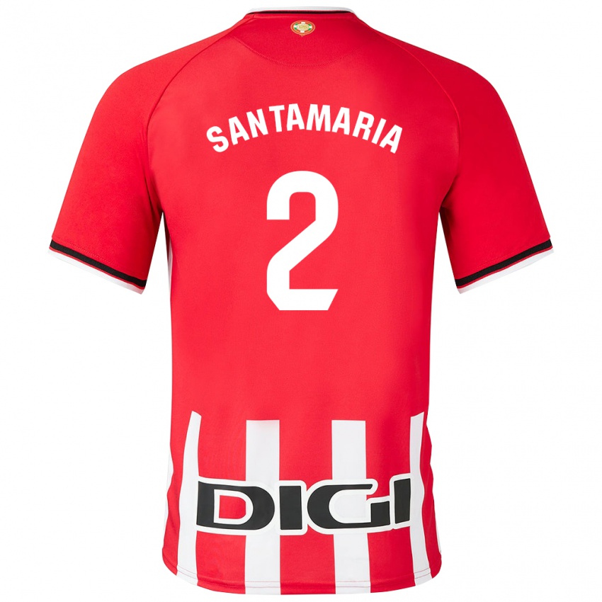 Gyermek Unai Santamaría #2 Piros Hazai Jersey 2023/24 Mez Póló Ing