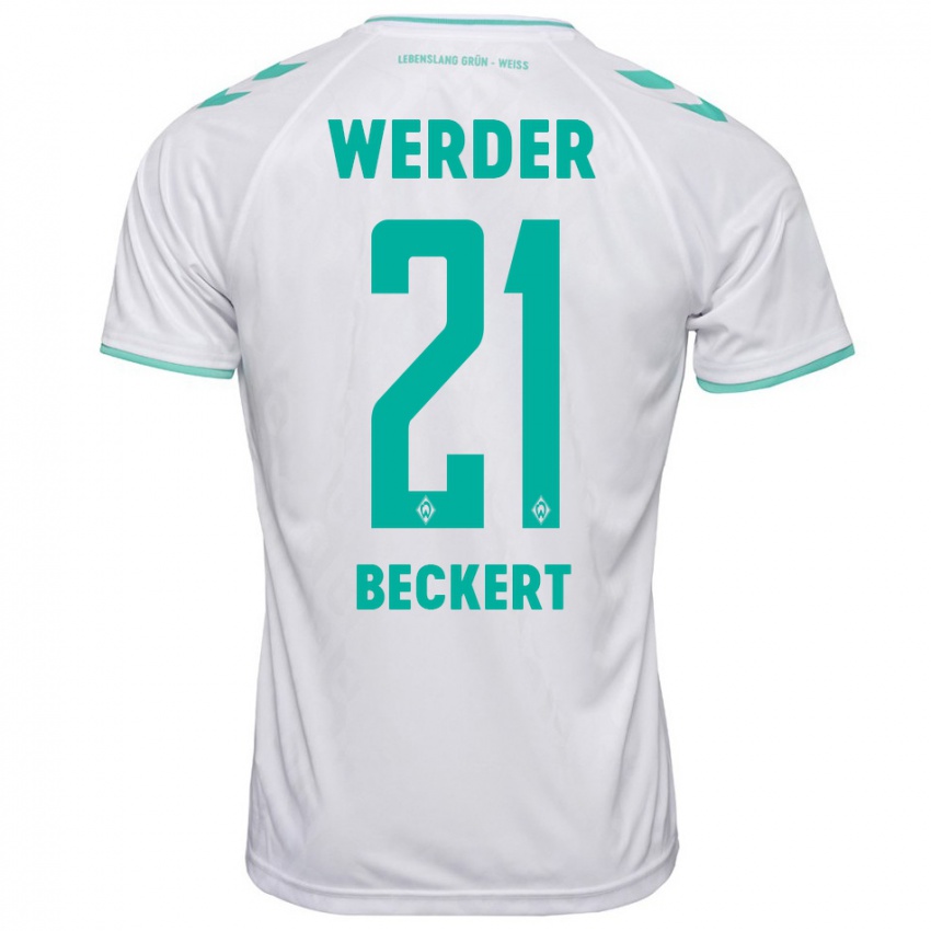 Gyermek Jonathan Beckert #21 Fehér Idegenbeli Jersey 2023/24 Mez Póló Ing