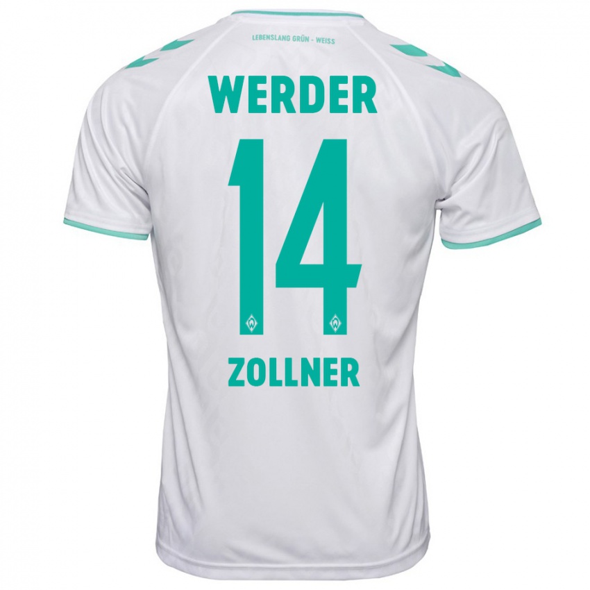 Gyermek Adrian Zollner #14 Fehér Idegenbeli Jersey 2023/24 Mez Póló Ing