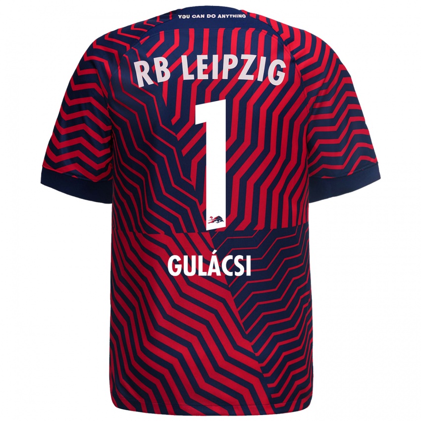 Gyermek Peter Gulacsi #1 Kék Piros Idegenbeli Jersey 2023/24 Mez Póló Ing