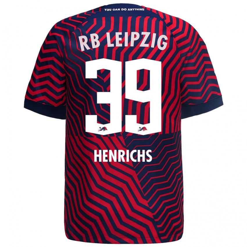 Gyermek Benjamin Henrichs #39 Kék Piros Idegenbeli Jersey 2023/24 Mez Póló Ing