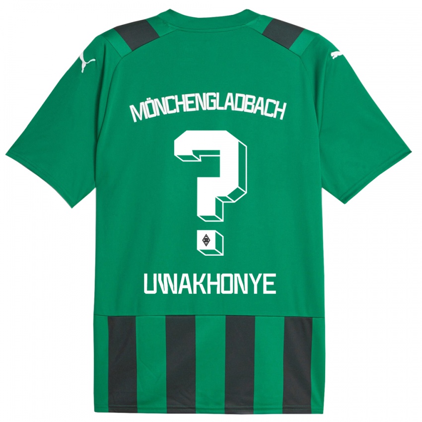 Gyermek Joshua Uwakhonye #0 Fekete Zöld Idegenbeli Jersey 2023/24 Mez Póló Ing