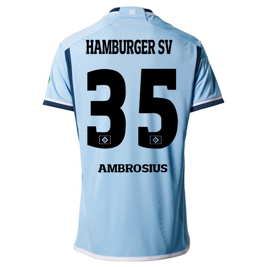 Gyermek Stephan Ambrosius #35 Kék Idegenbeli Jersey 2023/24 Mez Póló Ing