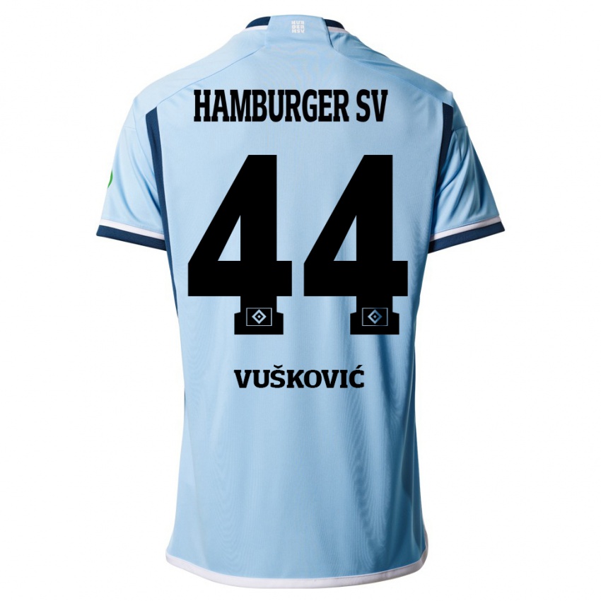 Gyermek Mario Vuskovic #44 Kék Idegenbeli Jersey 2023/24 Mez Póló Ing