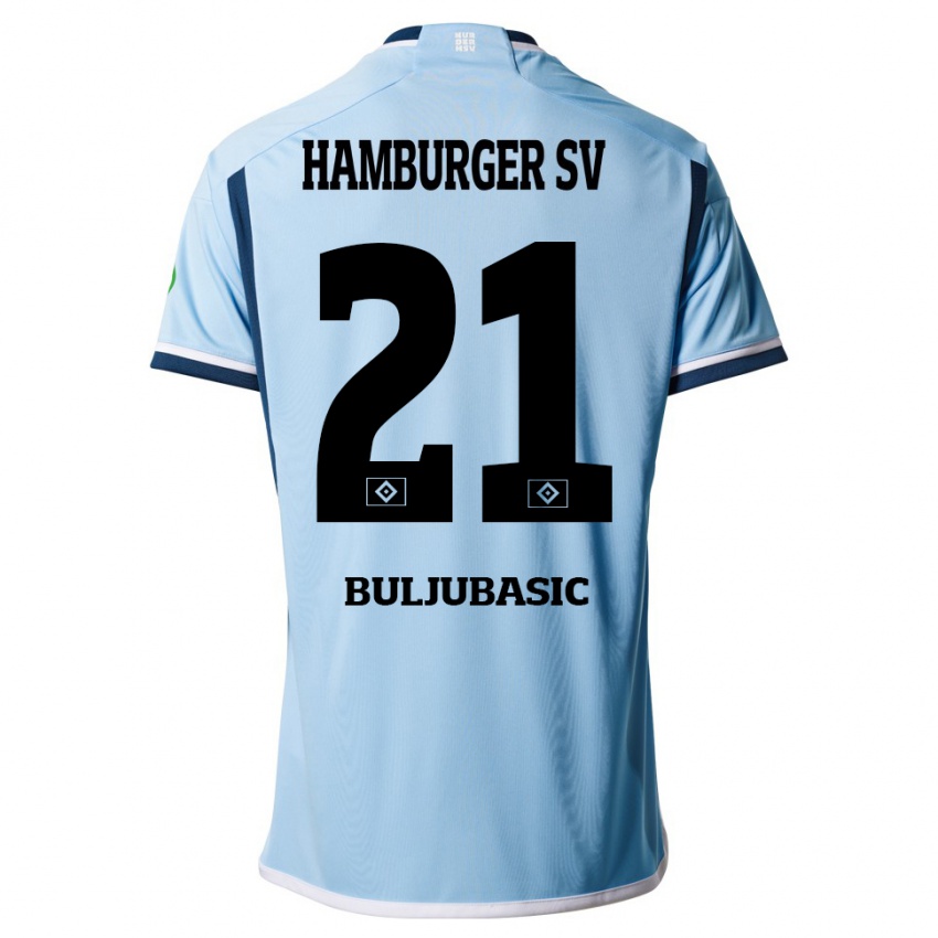 Gyermek Amer Buljubasic #21 Kék Idegenbeli Jersey 2023/24 Mez Póló Ing