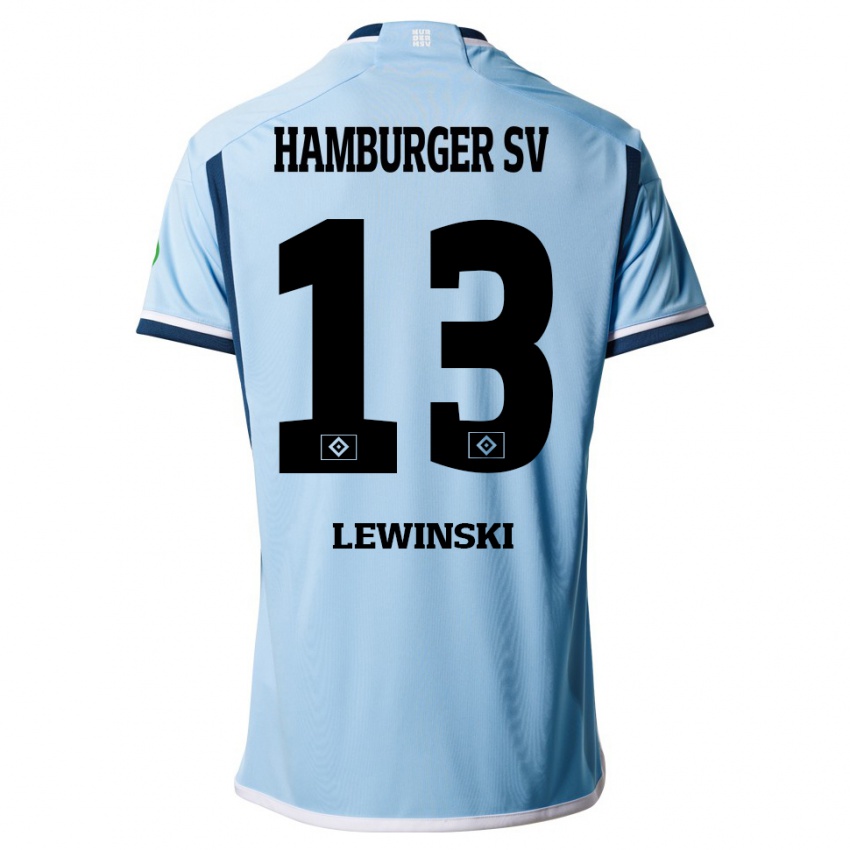 Gyermek Fyn-Luca Lewinski #13 Kék Idegenbeli Jersey 2023/24 Mez Póló Ing