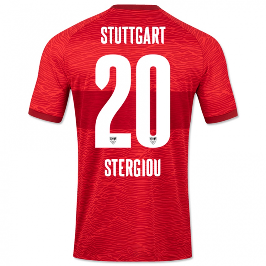 Gyermek Leonidas Stergiou #20 Piros Idegenbeli Jersey 2023/24 Mez Póló Ing