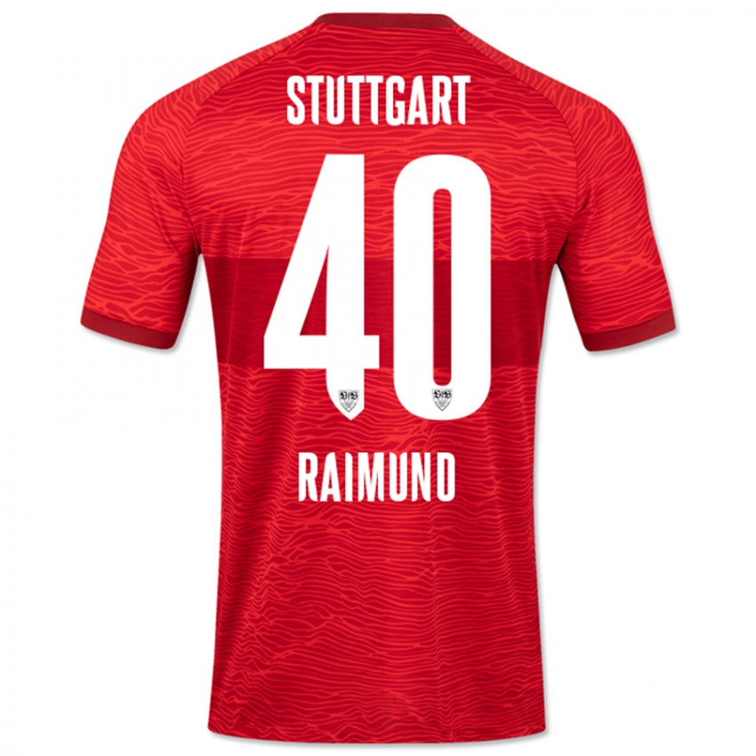 Gyermek Luca Raimund #40 Piros Idegenbeli Jersey 2023/24 Mez Póló Ing