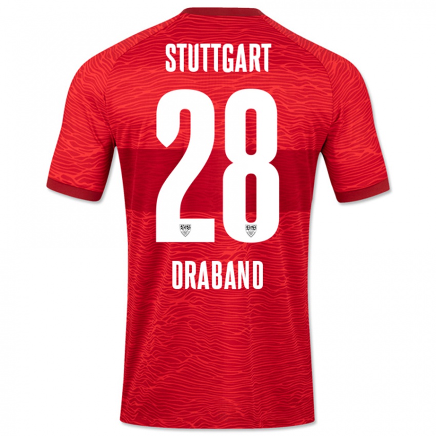 Gyermek Dominik Draband #28 Piros Idegenbeli Jersey 2023/24 Mez Póló Ing