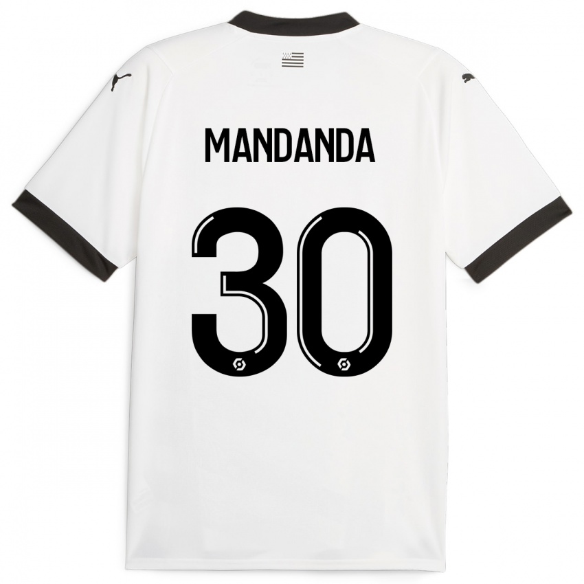 Gyermek Steve Mandanda #30 Fehér Idegenbeli Jersey 2023/24 Mez Póló Ing