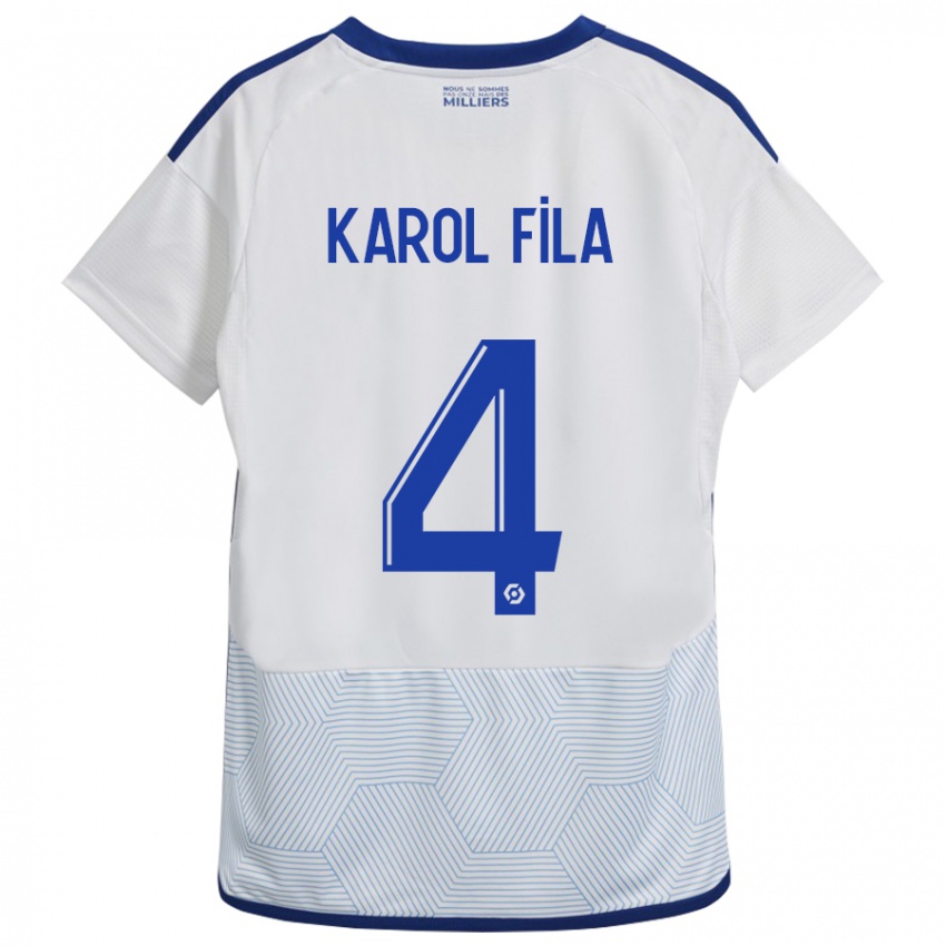 Gyermek Karol Fila #4 Fehér Idegenbeli Jersey 2023/24 Mez Póló Ing