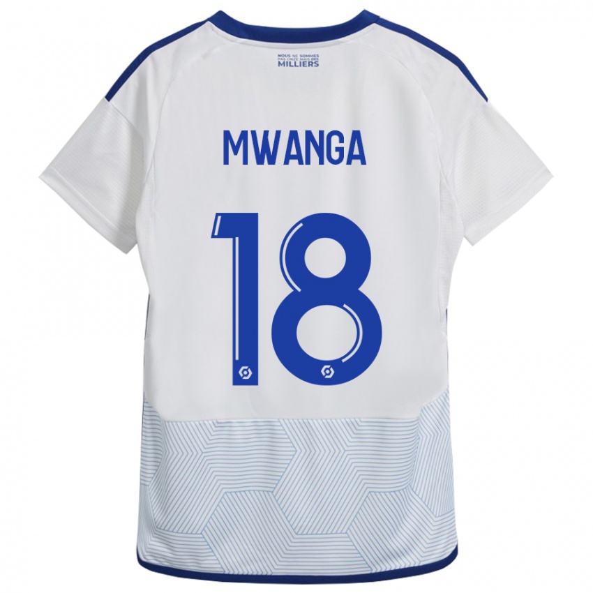 Gyermek Junior Mwanga #18 Fehér Idegenbeli Jersey 2023/24 Mez Póló Ing