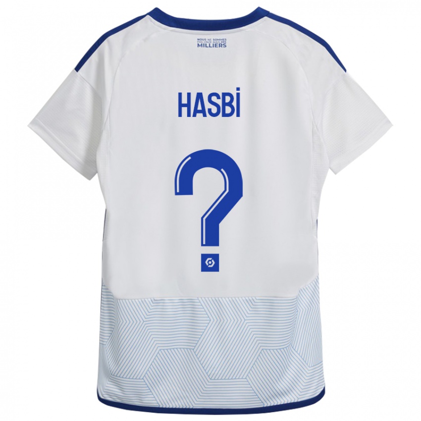 Gyermek Walid Hasbi #0 Fehér Idegenbeli Jersey 2023/24 Mez Póló Ing