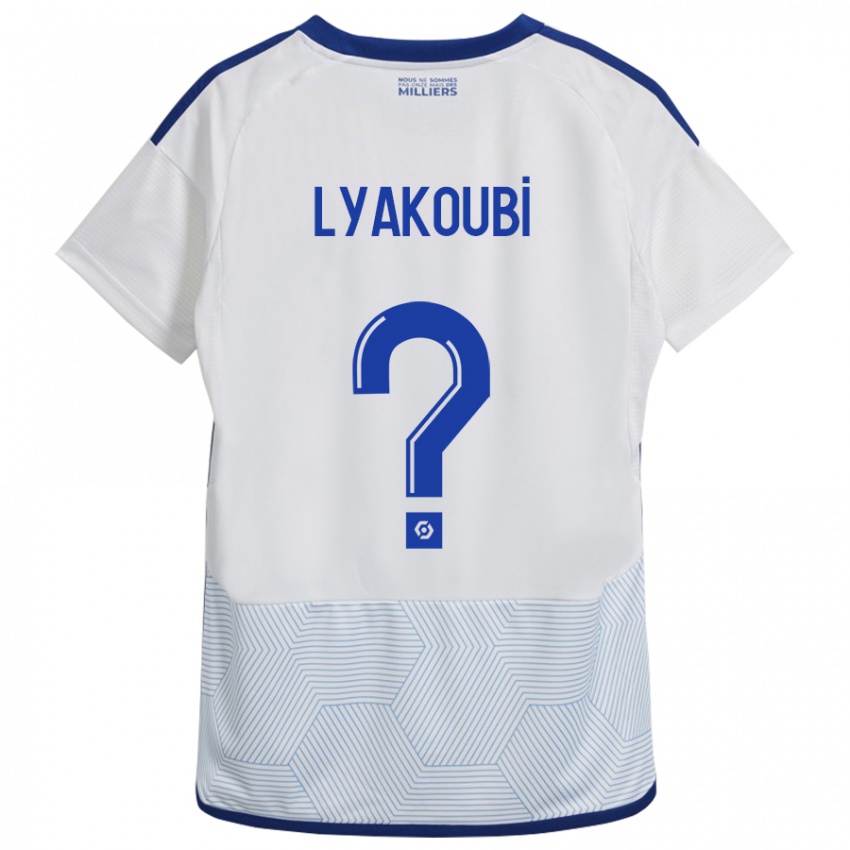 Gyermek Oussama Lyakoubi #0 Fehér Idegenbeli Jersey 2023/24 Mez Póló Ing