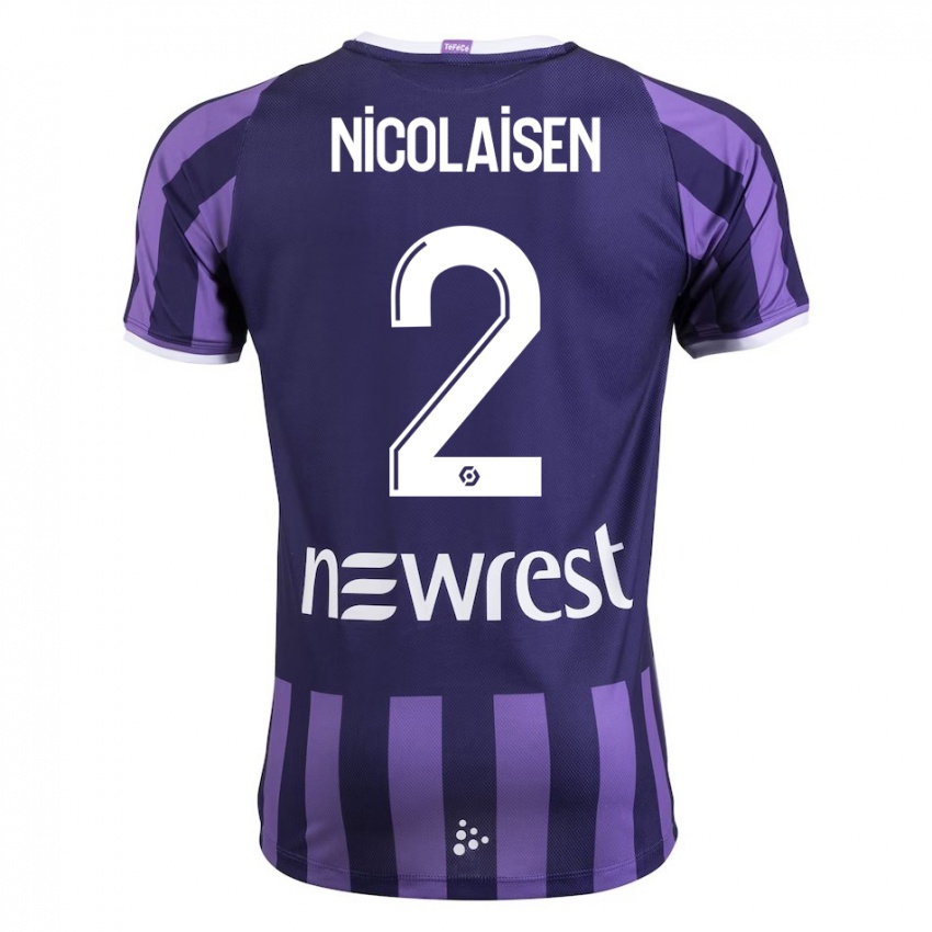 Gyermek Rasmus Nicolaisen #2 Lila Idegenbeli Jersey 2023/24 Mez Póló Ing