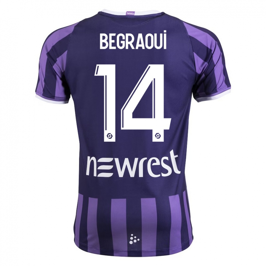 Gyermek Yanis Begraoui #14 Lila Idegenbeli Jersey 2023/24 Mez Póló Ing