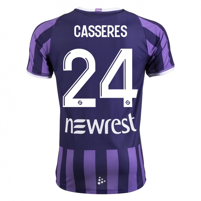 Gyermek Cristian Cásseres Jr. #24 Lila Idegenbeli Jersey 2023/24 Mez Póló Ing