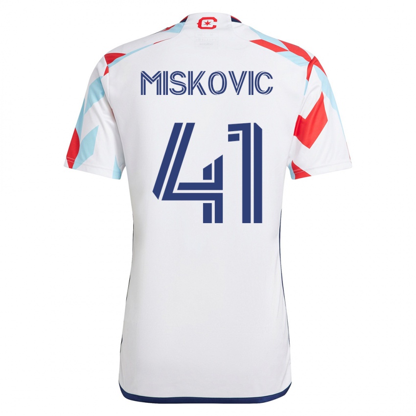 Gyermek Mihajlo Miskovic #41 Fehér Kék Idegenbeli Jersey 2023/24 Mez Póló Ing