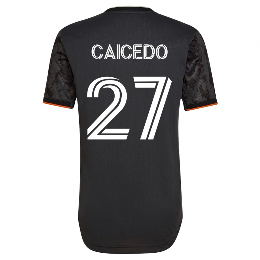 Gyermek Luis Caicedo #27 Fekete Idegenbeli Jersey 2023/24 Mez Póló Ing