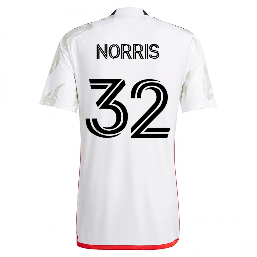 Gyermek Nolan Norris #32 Fehér Idegenbeli Jersey 2023/24 Mez Póló Ing