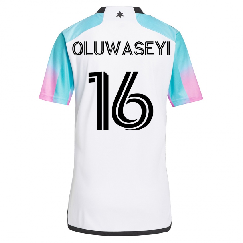 Gyermek Tani Oluwaseyi #16 Fehér Idegenbeli Jersey 2023/24 Mez Póló Ing