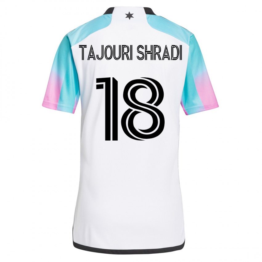 Gyermek Ismael Tajouri-Shradi #18 Fehér Idegenbeli Jersey 2023/24 Mez Póló Ing